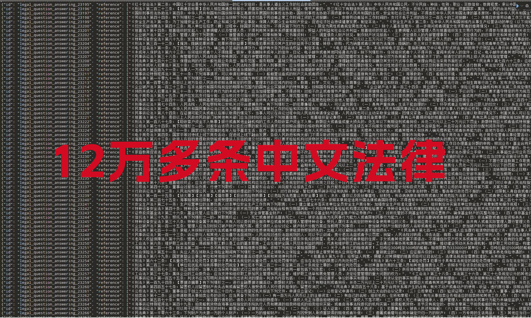 12万多条中文法律训练数据集